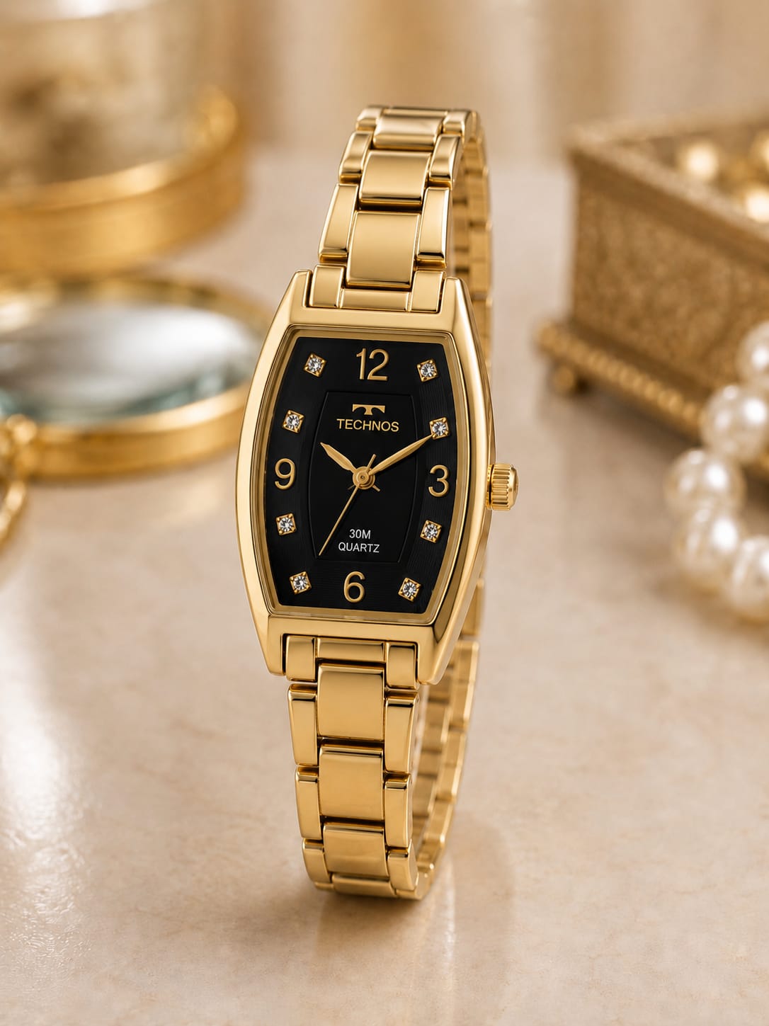 Relógio Technos feminino Dourado preto