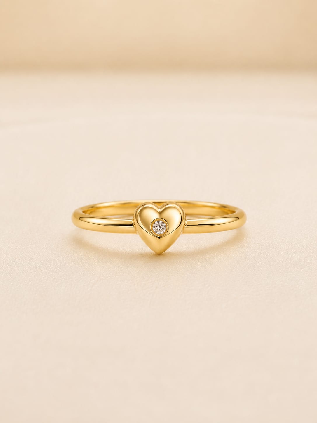 Anel coração com brilhante - Ouro 18k