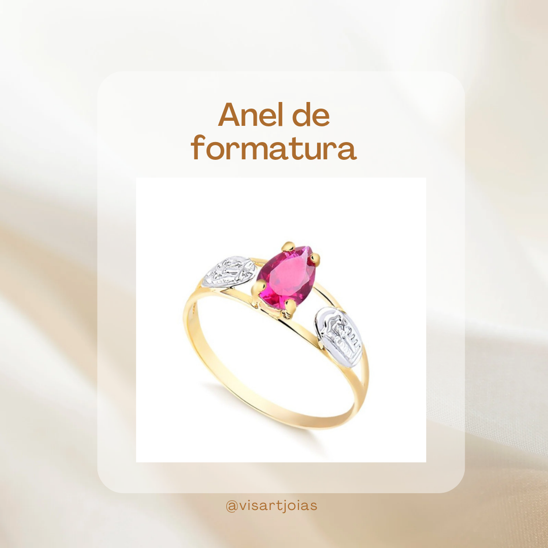 Anel de formatura — rubi marquise