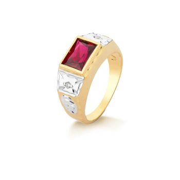 Anel de formatura masculino rubi (Anf0085) - Ouro 10k