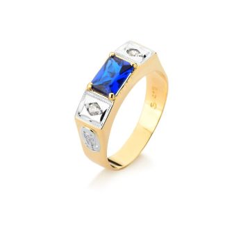 Anel de formatura masculino safira (Anf0089) - Ouro 10k