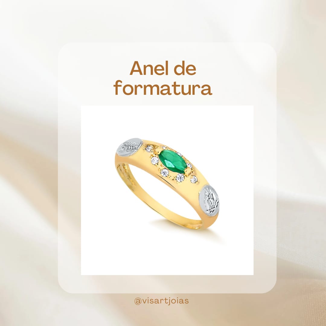 Anel de formatura cristal oval (Anf0081) - Ouro 10k