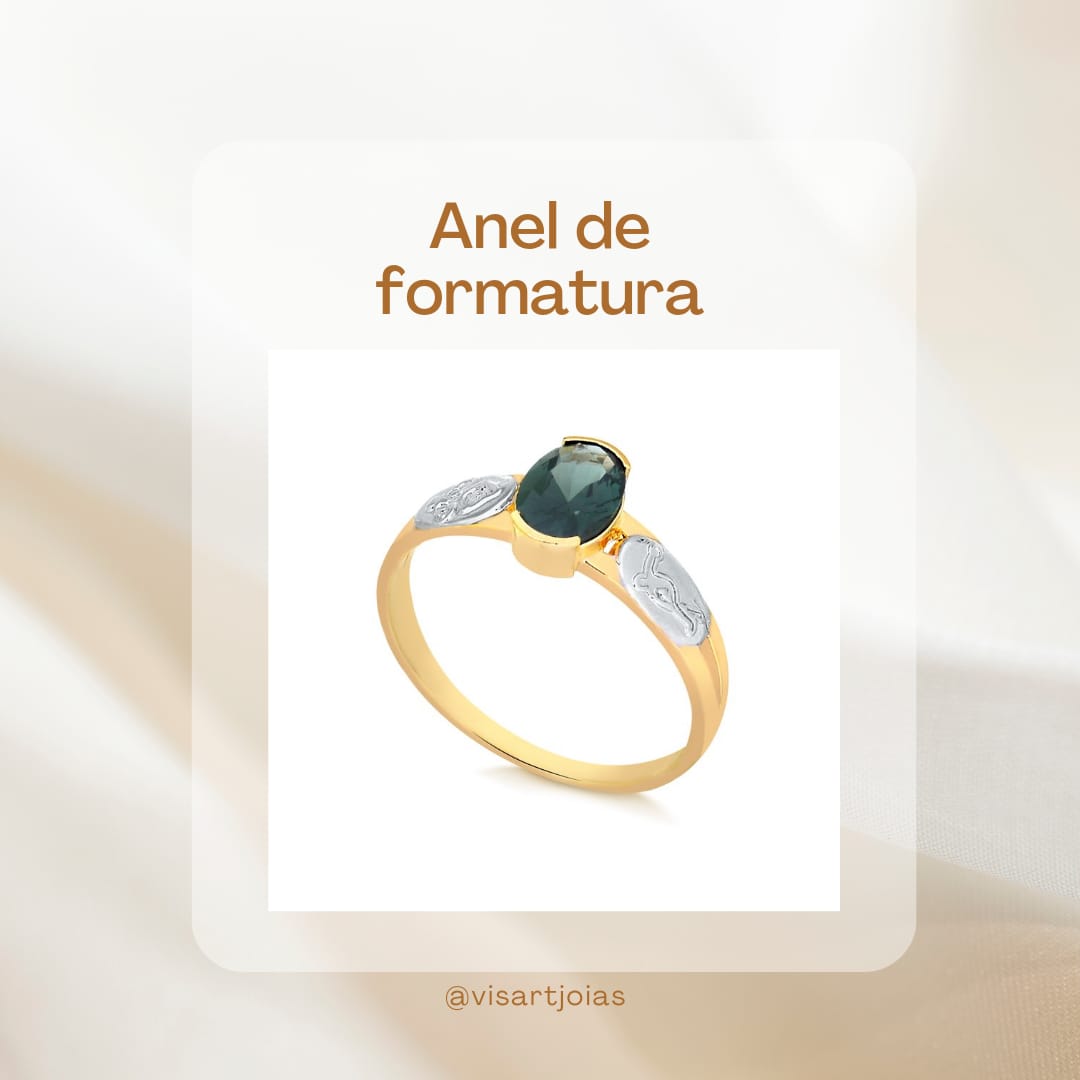 Anel de formatura turmalina verde (Anf0017) - Ouro 10k