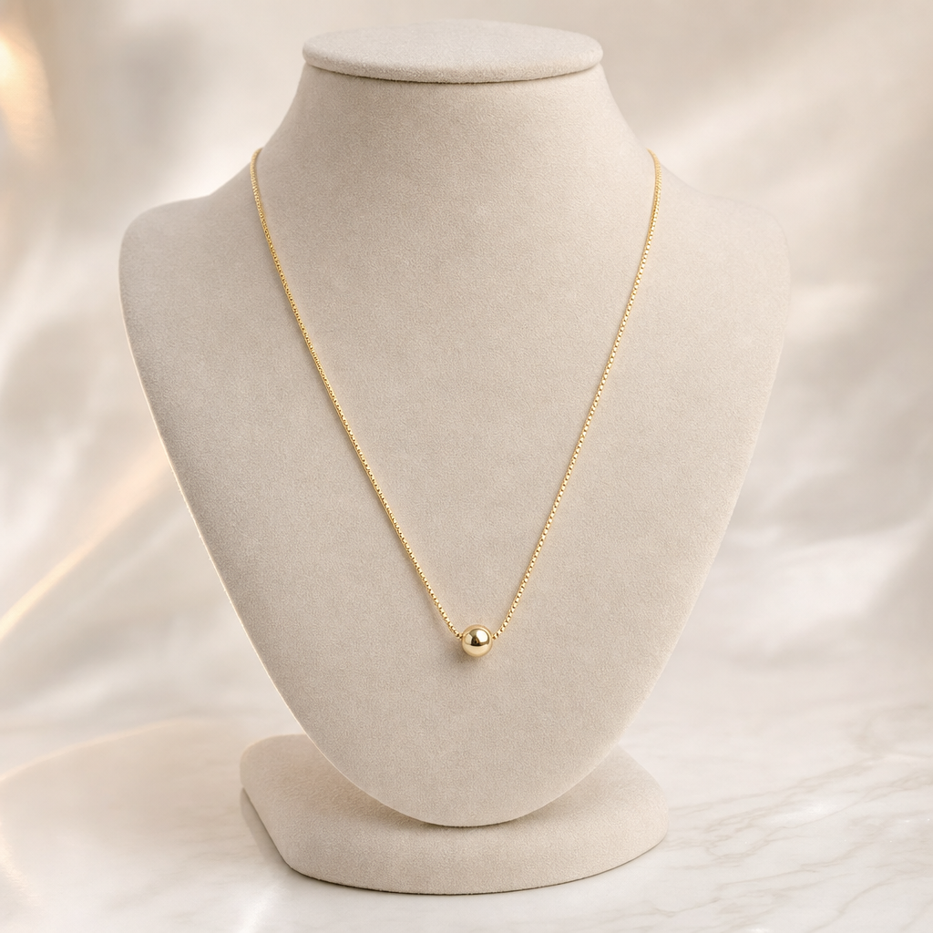 Gargantilha veneziana com esfera — ouro 18k
