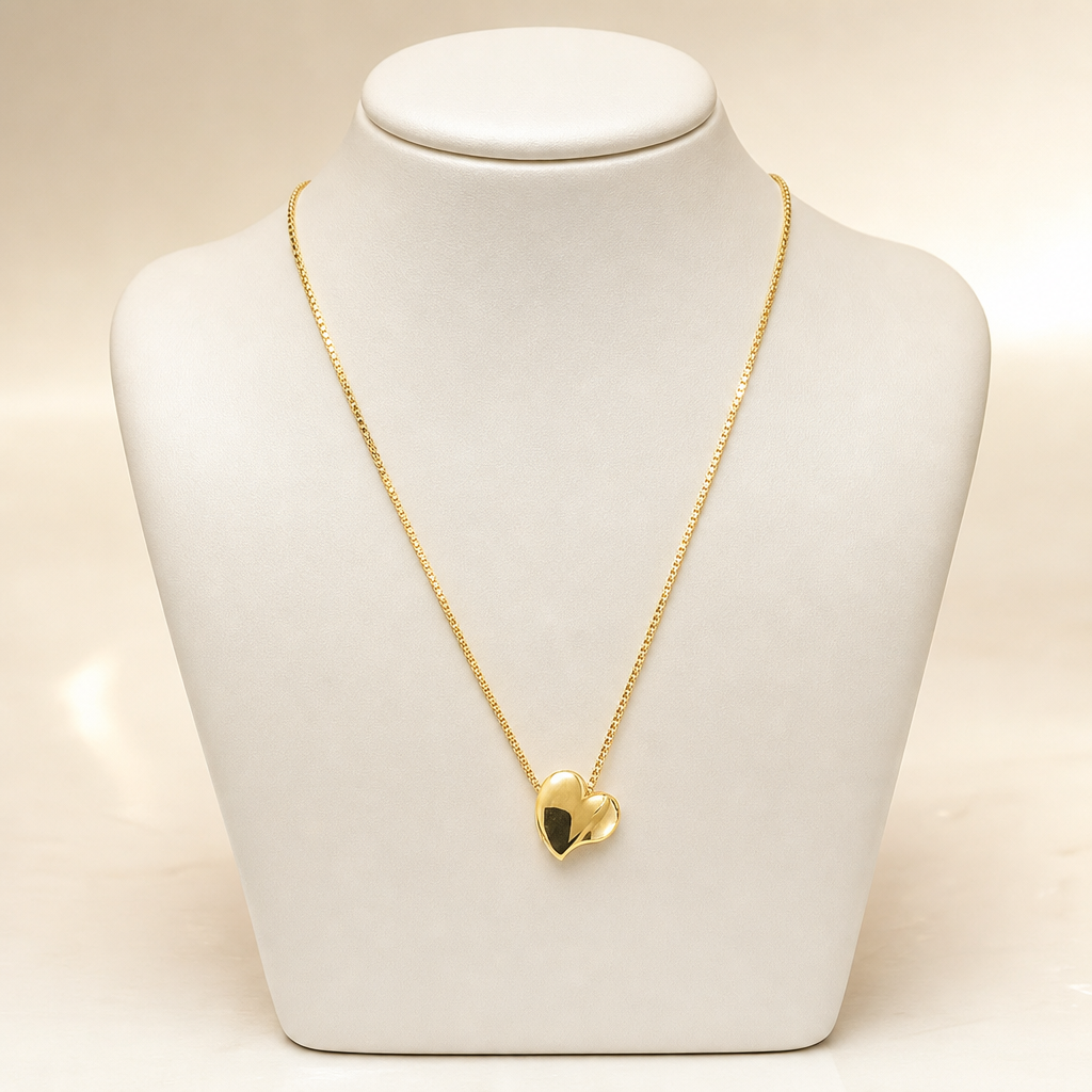 Gargantilha pingente coração — ouro 18k