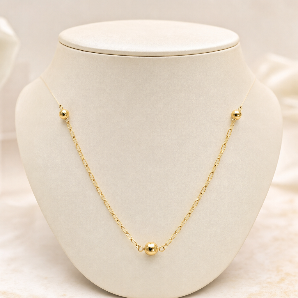 Gargantilha 10 esferas — ouro 18k