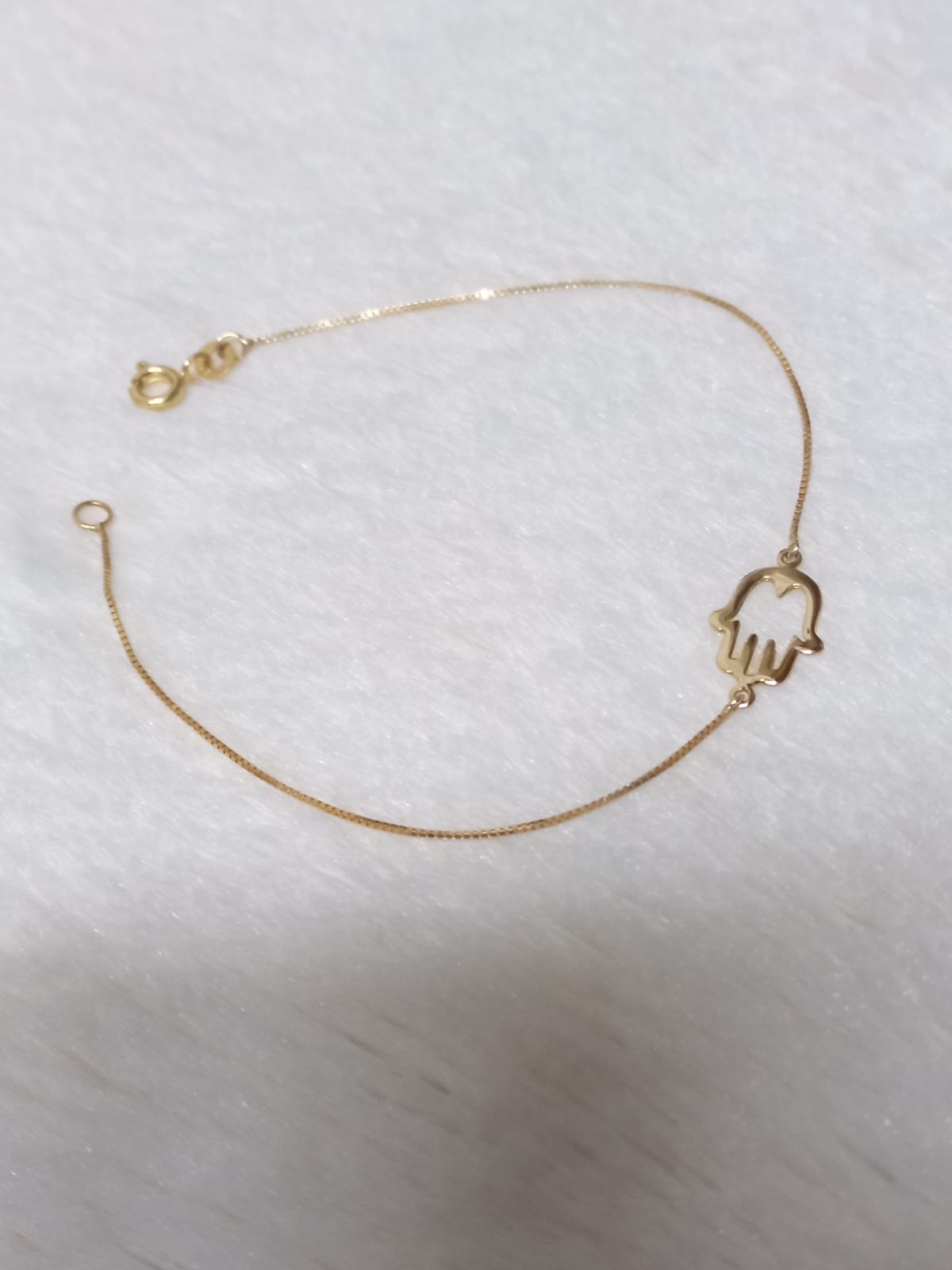Pulseira mão de Fátima — ouro 18k