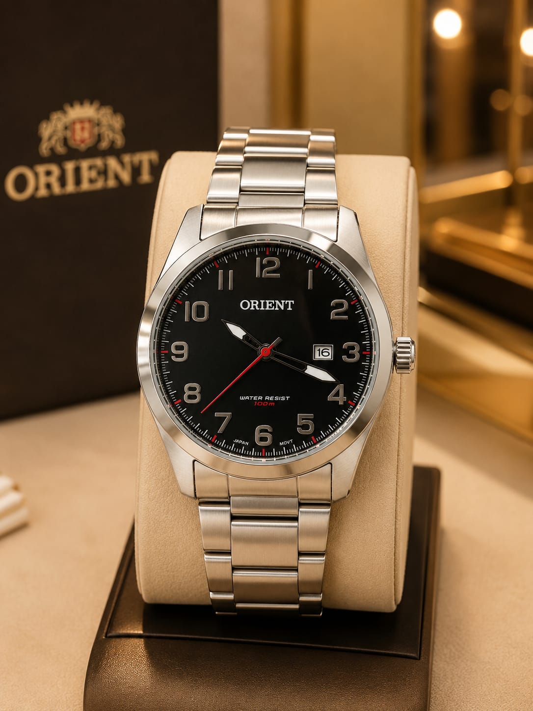 Relógio Orient quartzo, preto/prateado - 10atm
